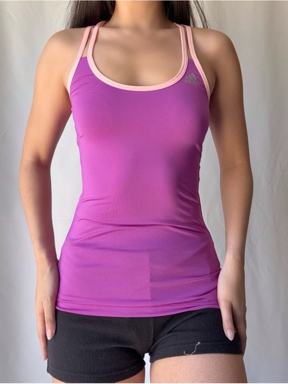 Adidas Purple Double-Strap Athletic Tank
